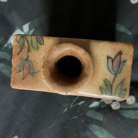 Antique Hand-Painted Iznik Qajar Vase - Peacock/Birds, Foliage/Flowers - Picture 5 of 5